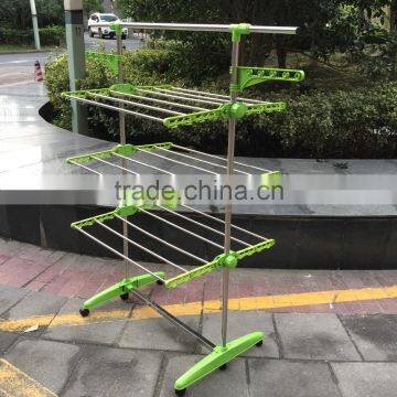 High Quality Foldable Rolling 6-Wheels Clothes Laundry Drying Rack,Stainless Steel Hanging Rods photo-3