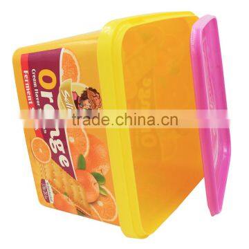 2.7L IML Biscuit Plastic Container With Lid,Square PP Biscuit Box,IML Food Container. photo-3