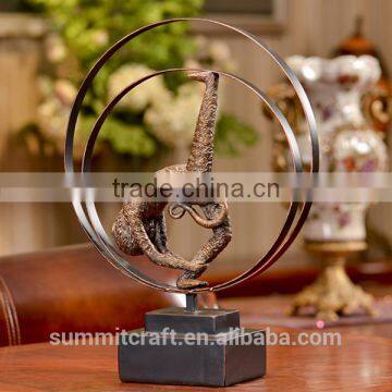 European Vintage Resin Bronze Monkey Statues photo-2