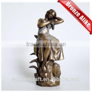 Bronze alike lady statue resin sexy lady figurine