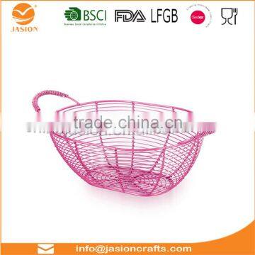 Oval Wire Baskets Garlic Fruit Storage Rustic Trugs Wood Handle Eggs Basket photo-5