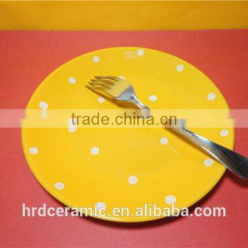 High Quality Wholesale Yellow Ceramic Plate With Polka Dots photo-4