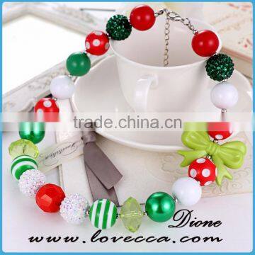 Small Colorful balls green girls' bowknot Christmas charm ornament bracelet