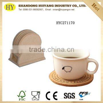 Blank MDF cork coaster wooden coaster holder