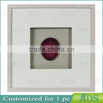Solid Wood Shadow Box Frames With A Light Gray Wash and Encasing Slabs Of Colorful Agate Stone Under Glass photo-5