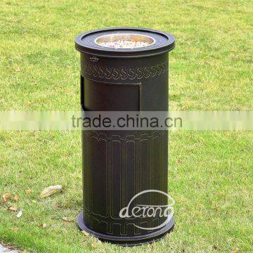 Cylinder cast aluminium durable litter bin garbage can patio garden trash bin