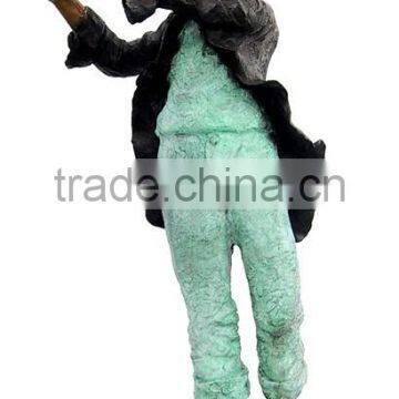 Brass fluting boy sculpture outdoor decoration