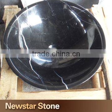 Made in China polised black marble kitchen corner sink