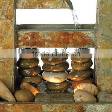Zigzag Natural Slate Lighted Table Fountain photo-2