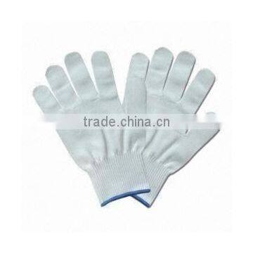 7 gauge bleach white color string knit adult military glove/cotton glove