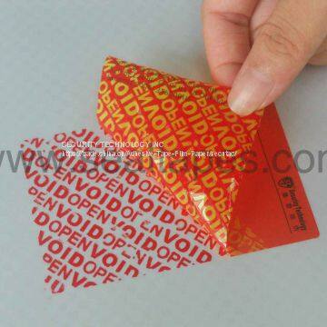 Tamper evident label printing materials