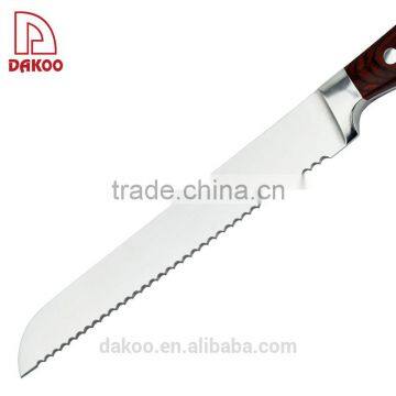 High Quatity Red Color 8" Bread Knife With Pakka Wood Handle photo-4