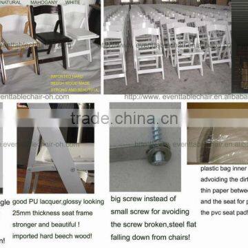 Pure Beech White Folding Chair With PVC Pad for Wedding Rental photo-3