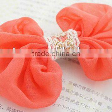 CF0714 Fancy handmade orange fabric hair bows accessories for women