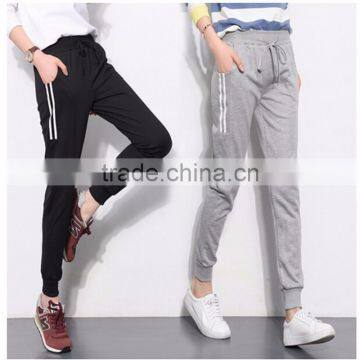 Women Jogger Pants Black Grey Casual Slim Long Pants Stripes Elastic Waist Harem Pants Female Trousers