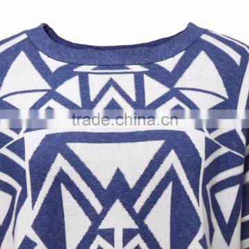 Women's o Neck Geometric Pattern Knitwear With Bell Sleeves photo-3