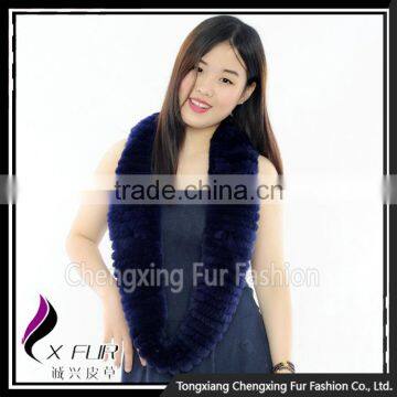 CX-S-125H Infinity Real Rex Rabbit Fur Scarf Snood White Winter Fashion Scarf photo-6