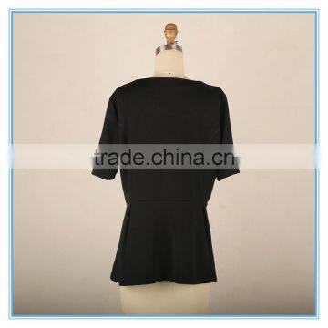 Houndstooth Patchwork Slim Waist Short Sleeve Latest Blouse Design 2016 For Women photo-2