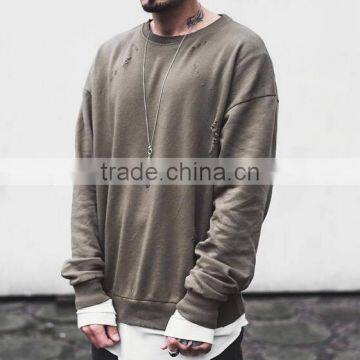 Adults Fashion O-neck Hole Sweater Pullover Style Pullover Sweatshirt Fleece photo-2