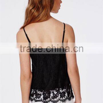 2015 Hot Sale Summer Ladies Lace Cami Top Black photo-4
