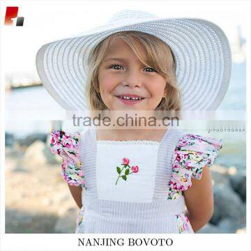 New arrive floral clothing sets boutique apron ruffle dress embroidery