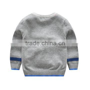 Pure Cotton Childrenwear Gray Color Flat Knitting Strip Neck Unique Design Sweater Cardigan Boy photo-2