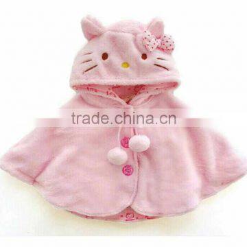 Latest 100%cotton Design Kids Cartoon Cape With Hood Coat White Baby Girls Cloak Coat photo-4