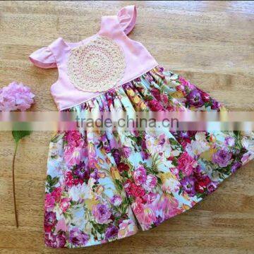 Girls One Piece Lace Dress Purple Top Floral Skirt Kids Frock Designs Pictures photo-3