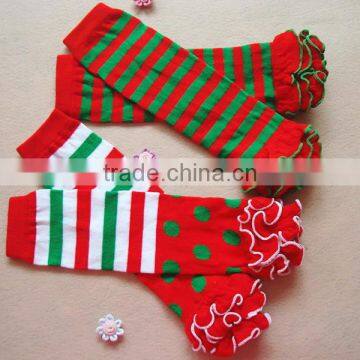 Baby Leg Warmer Christmas Stripe Leggings With Ruffle Baby Winter Leg Warmer photo-3