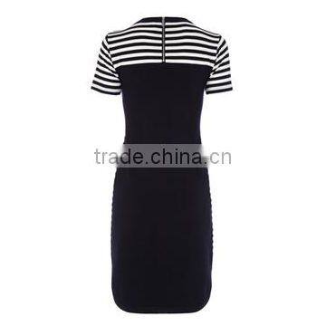 Hot Sale Chic Horizontal Stripes Curved Hem Sweater Dress photo-2