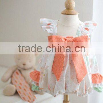 Newborn Baby Girls Clothing Kids Ruffle Printed Easter Bunny Bubble photo-2