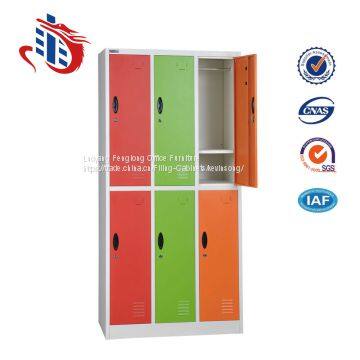 Customized colorful dressing room 6 door steel wardrobe staff lockers