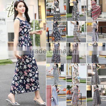 Fashion Girl's Summer Folral Printed Chiffon Dress Boho Maxi Beach Dress photo-4