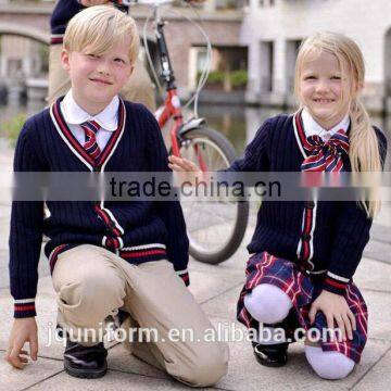 2016 Nice Perfect Fit Custom Uniforms Wholesale Primary School Uniform Girls Uniform Cardigan and Skirt photo-2