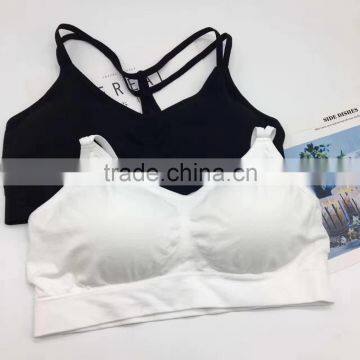 Comfortable removable pads wireless criss cross Back sexy ladies yoga bra