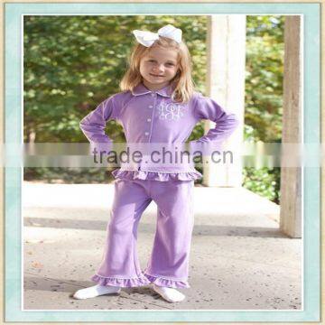 Super soft light purple lapel name winter clothes silk pajamas set christmas costome