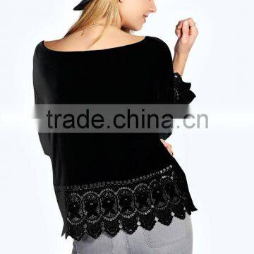 Fashion Women Lace Crochet Loose Tops 3/4 Sleeve Newest Shirt Kimono Casual Blouse For Wholesale 2017 photo-4