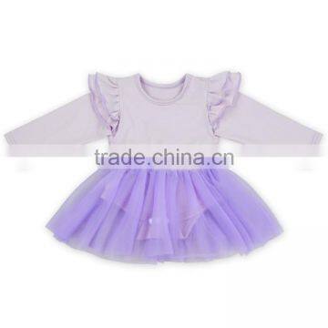Baby Girls Pink 2 Pcs Clothes Set Wholesale Cotton Long Ruffle Sleeve Tutu Romper Dress Boutique Clothing photo-2