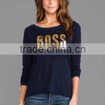 women long tight gold foil printing t-shirts