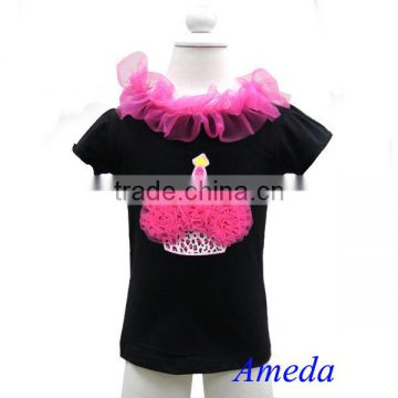 Hot Pink Leopard Cupcake Black Short Sleeves Top 1-10Y