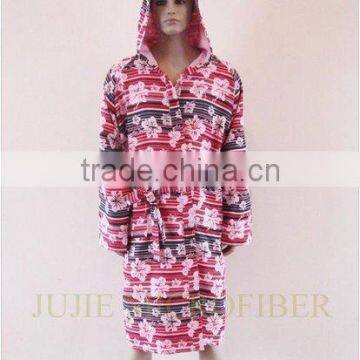 microfiber printed bathrobe for women