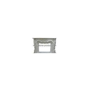 stone carving fireplace, white