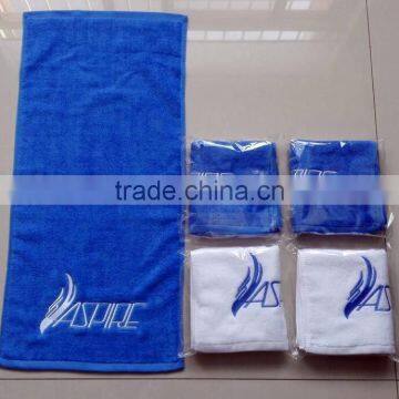 Lowest price small MOQ 100%cotton custom logo embroidered/printed gym sports fitness towel