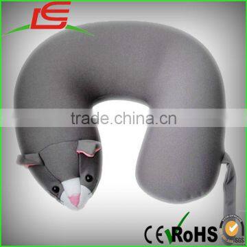 wholesale Elastic spandex Environmental foam particlegray mouse head u pillow