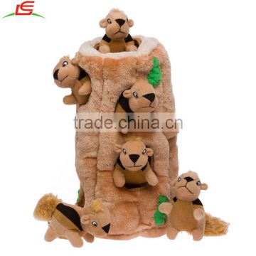 New Arrival Stuffed hide a squirrel Plush Dog Toy