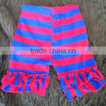 Boutique blue stripe elasticity Girls cotton ruffle shorts MH5051308