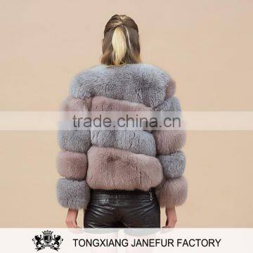 High-grade stripe dyed ladies fox fur coat parka fur