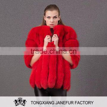 Winter new arrival three-quarter length sleeves fox fur coat red fur fabric outerwear woman