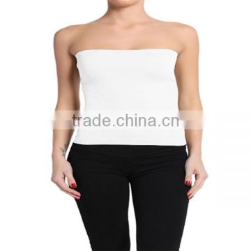 BASIC Layering Stretch PLAIN Strapless TUBE TOP Seamless Sleeveless Tee-3