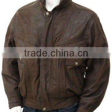 Men's Nubuck Leather Jacket in Brown